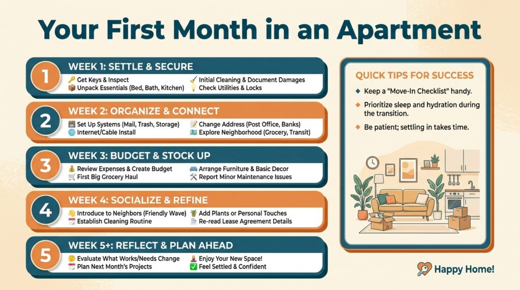 Checklist of first-month tips for a new dog in an apartment
